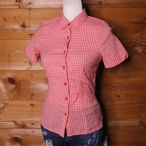 Icebreaker | Short Sleeve Button Down Wool Shirt Gingham XS